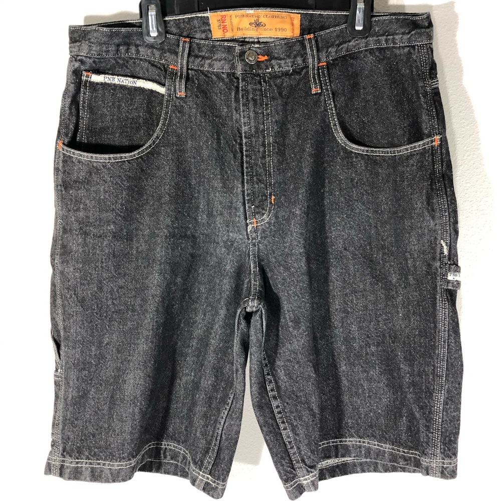 PNB Nation Black Size W36 Denim Jean Shorts